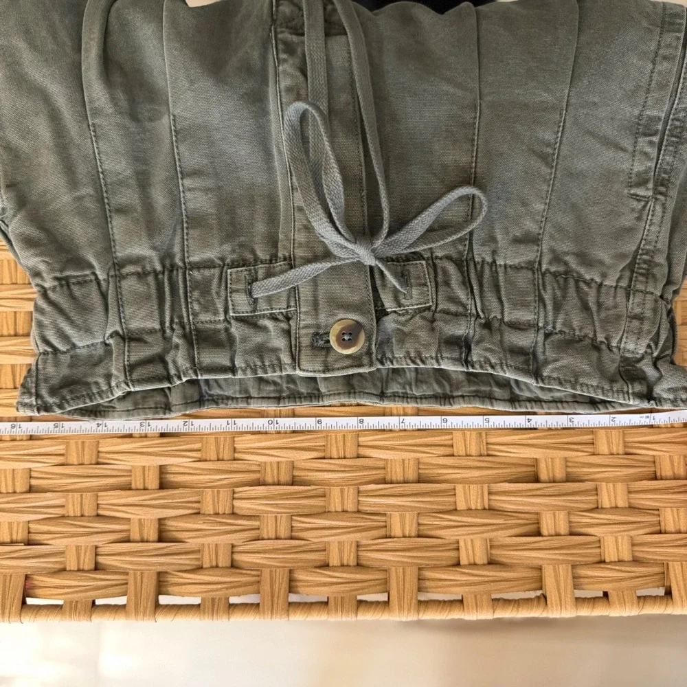 Free People Margate Pleated Trouser Olive Green Paperbag Waist‎ Pants Size Small
